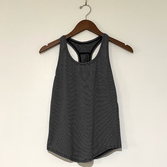 Lululemon Love Tank *Pleated in Modern Stripe Heathered Black White - Picture 6 of 9